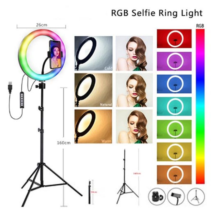 RGB LED Ring Light with Phone Clip Phone Video Beauty Fill Light