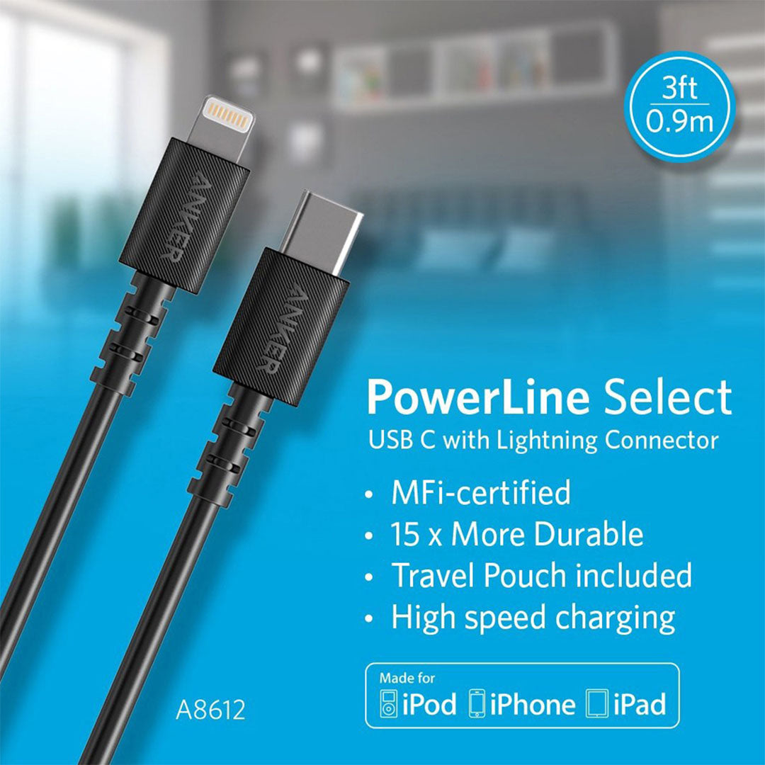 Anker USB-C to Lightning Cable 3ft (A8612) Anker USB-C to Lightning Cable 3ft (A8612)