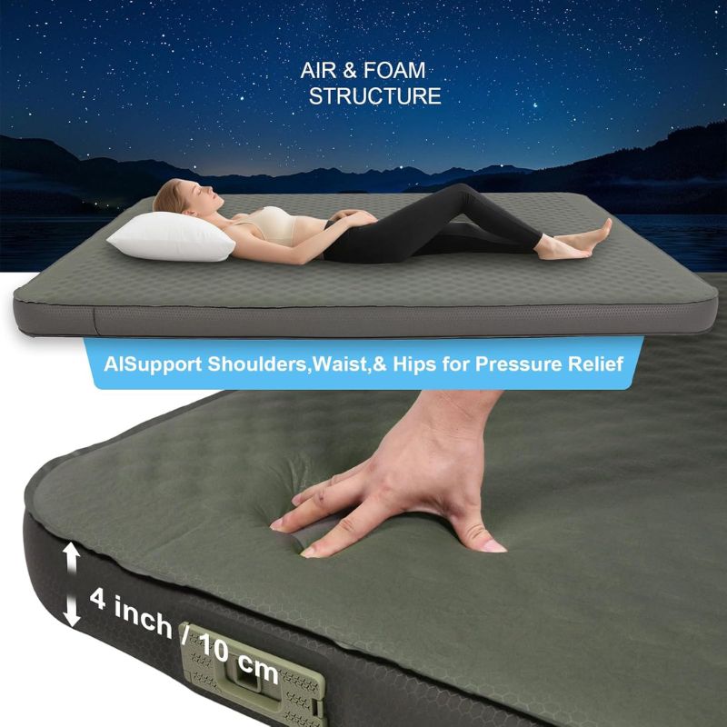 Self Inflating Sleeping Pad with Foam and Electric PumpOutdoor Compact Air Mat for Tent Car(4.2*79*28 inch) Self Inflating Sleeping Pad with Foam and Electric PumpOutdoor Compact Air Mat for Tent Car(4.2*79*28 inch)