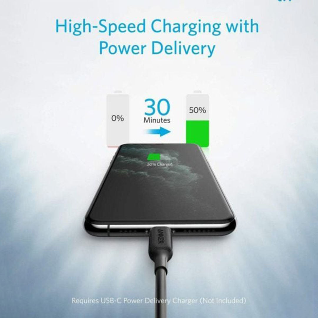 Anker PowerLine III USB-C to Lightning Cable 6ft Black Anker PowerLine III USB-C to Lightning Cable 6ft Black