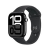 Apple Watch Series 10 GPS 46mm Jet Black Aluminium Case with Black Sport Band - M/L (MWWQ3ZP/A)