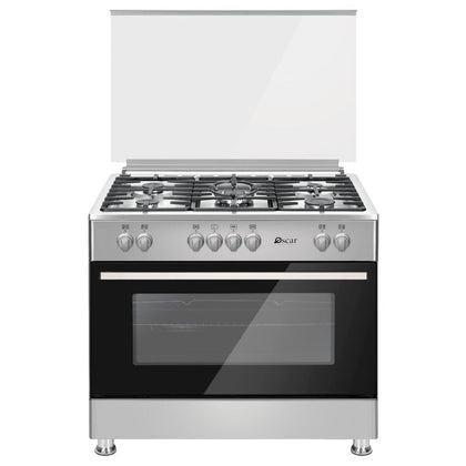 Oscar 9060GE 90*60 Cooking Range 5 Gas Burner Electric Oven Steel Finish Full Safety