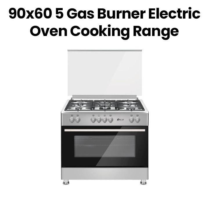 Oscar 9060GE 90*60 Cooking Range 5 Gas Burner Electric Oven Steel Finish Full Safety Oscar 9060GE 90*60 Cooking Range 5 Gas Burner Electric Oven Steel Finish Full Safety