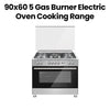 Oscar 9060GE 90*60 Cooking Range 5 Gas Burner Electric Oven Steel Finish Full Safety
