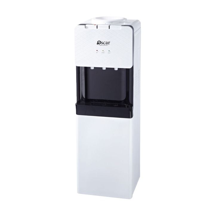 Oscar OWD3TR Hot & Cold 3 Tap Water Dispenser Top Loading With Refrigerator White With Black Deco Oscar OWD3TR Hot & Cold 3 Tap Water Dispenser Top Loading With Refrigerator White With Black Deco