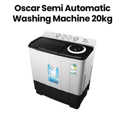Oscar OWM20SAKG Semi Automatic 20KG Washing Machine, Black Lid