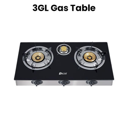 Oscar OGT 3GL Three Burner Gas Table Glass Top Auto Ignition