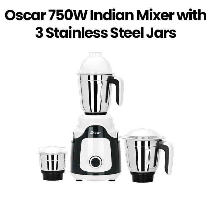 Oscar OMG750INDK1 750W Indian Mixer With Stainless Steel 3 Jar Oscar OMG750INDK1 750W Indian Mixer With Stainless Steel 3 Jar