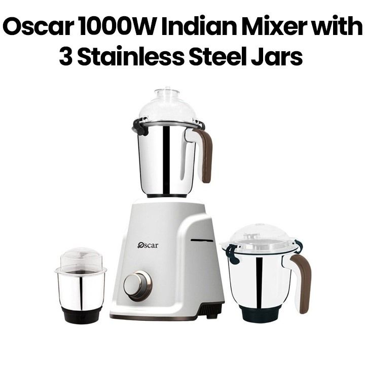 Oscar OMG100INDK1 1000W Indian Mixer With Stainless Steel 3 Jar Oscar OMG100INDK1 1000W Indian Mixer With Stainless Steel 3 Jar