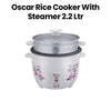 Oscar Rice Cooker with Steamer 2.2L Teflon with Glass Lid