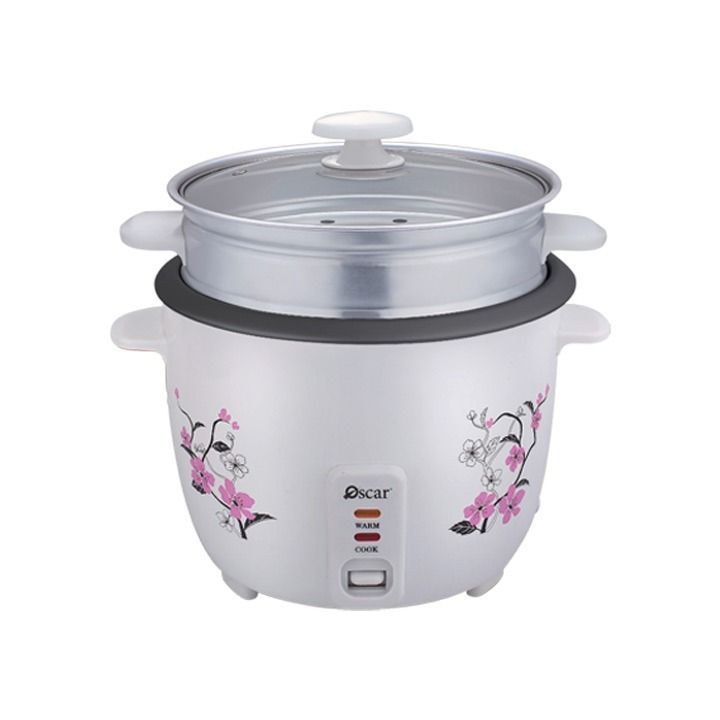 Oscar Rice Cooker with Steamer 2.2L Teflon with Glass Lid Oscar Rice Cooker with Steamer 2.2L Teflon with Glass Lid