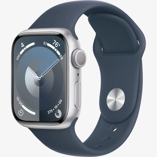 Apple Watch Series 9 GPS 41mm, Silver Storm Blue Sport Band S/M (MR903)