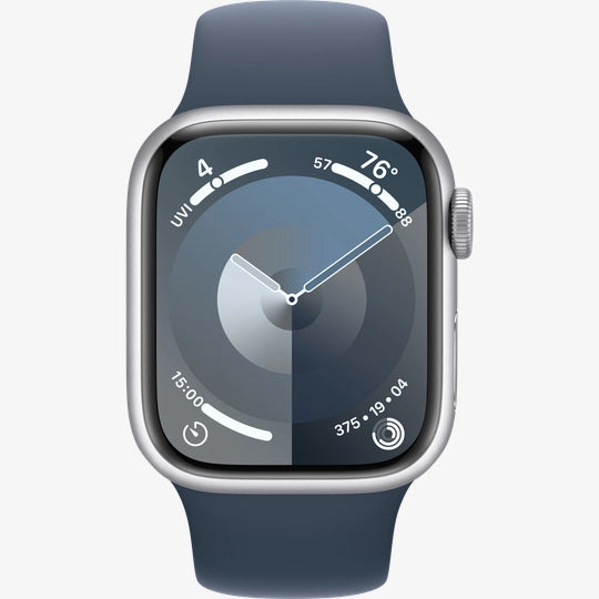Apple Watch Series 9 GPS 41mm, Silver Storm Blue Sport Band M/L 