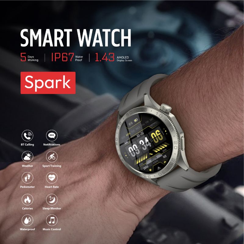 Exact Spark Smart Watch – AMOLED Display | IP67 | Bluetooth Calling Exact Spark Smart Watch – AMOLED Display | IP67 | Bluetooth Calling