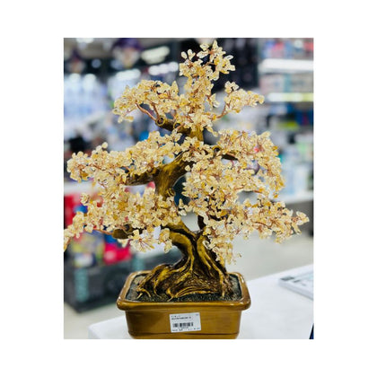 Yellow Crystal Natural Stone Flowers Pot-W