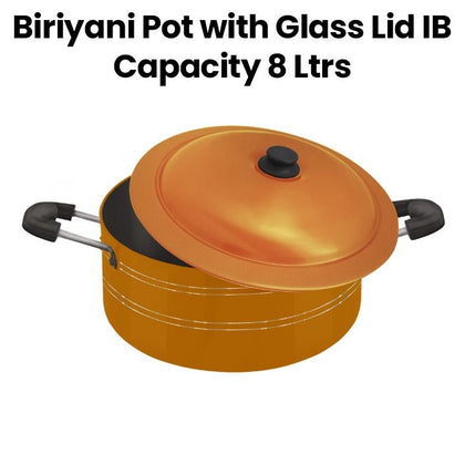 Mr Light 8Ltrs Pot with Stainless Steel Lid Mr Biriyani Pot 8 Ltr Glass Lid IB
