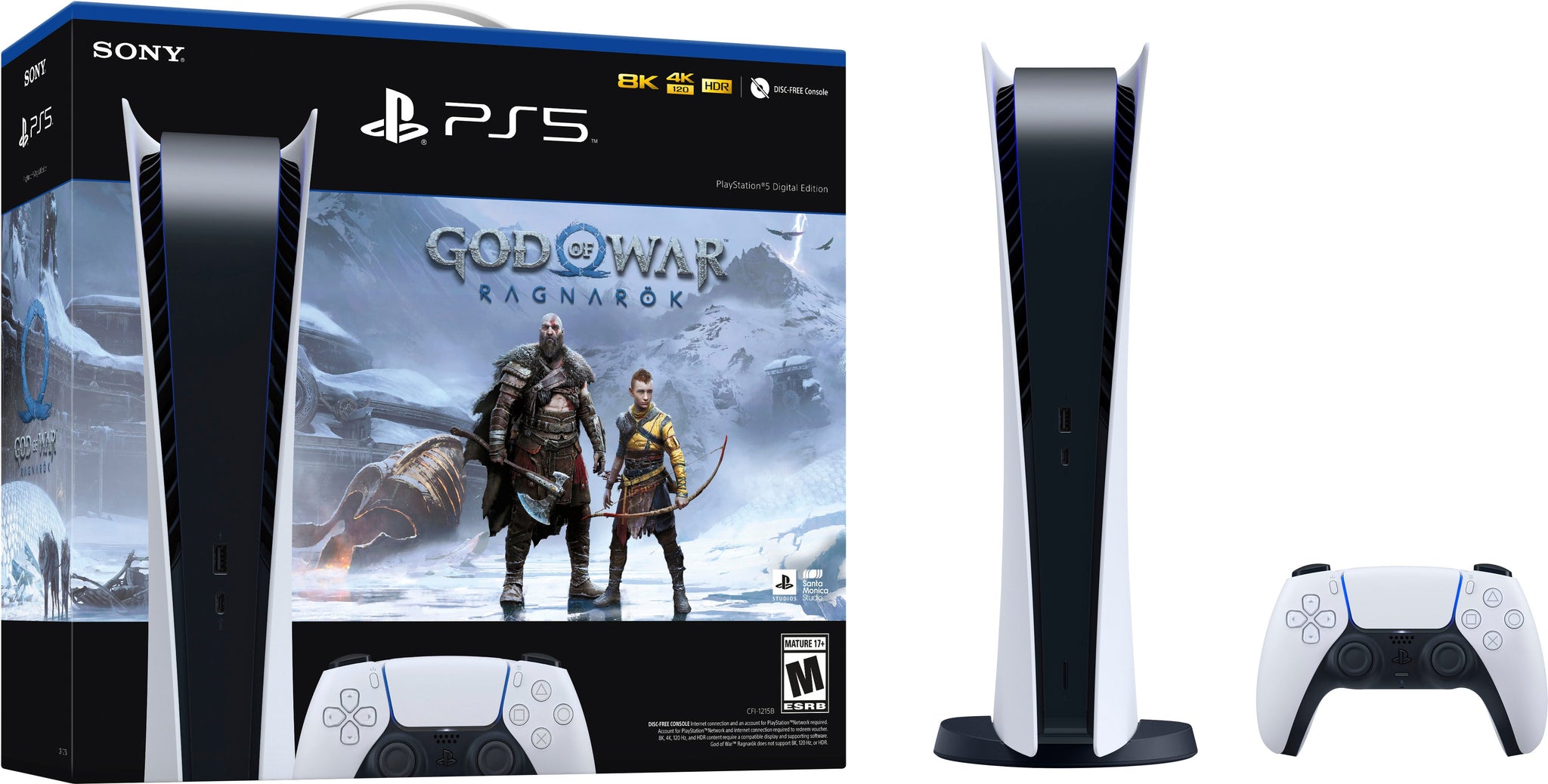 Sony PlayStation 5 Console Digital PS5 with God Of War Ragnarok - 825GB/GO + HD Camera PS5