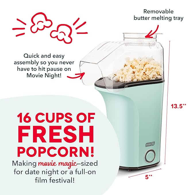 Dash DAPP150V2AQ04 Popcorn Maker Aqua Dash DAPP150V2AQ04 Popcorn Maker Aqua