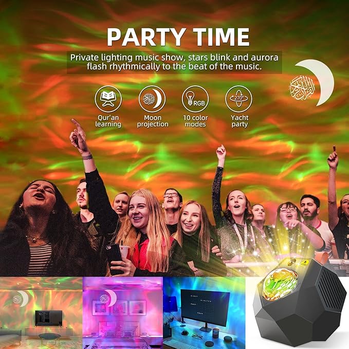 Equantu Galaxy Projector Quran Speaker – Quran Moon Projector Night Light Equantu Galaxy Projector Quran Speaker – Quran Moon Projector Night Light