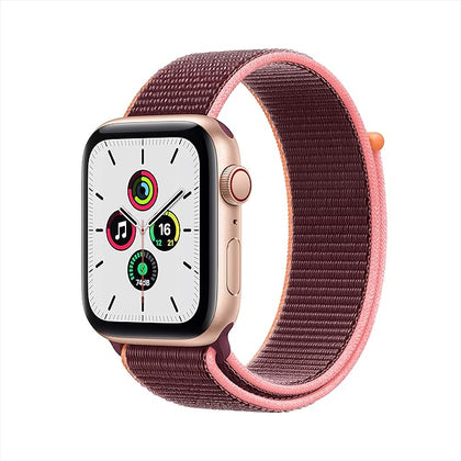 Apple Watch SE 44mm GPS Gold Aluminum Case - Plum Sport Loop Cel