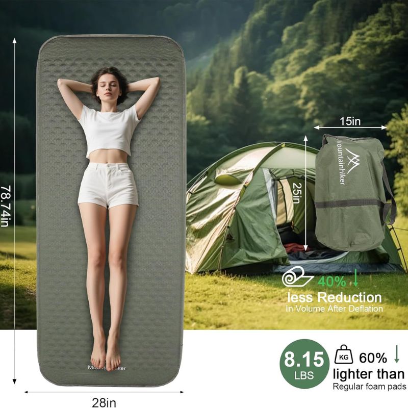 Self Inflating Sleeping Pad with Foam and Electric PumpOutdoor Compact Air Mat for Tent Car(4.2*79*28 inch) Self Inflating Sleeping Pad with Foam and Electric PumpOutdoor Compact Air Mat for Tent Car(4.2*79*28 inch)