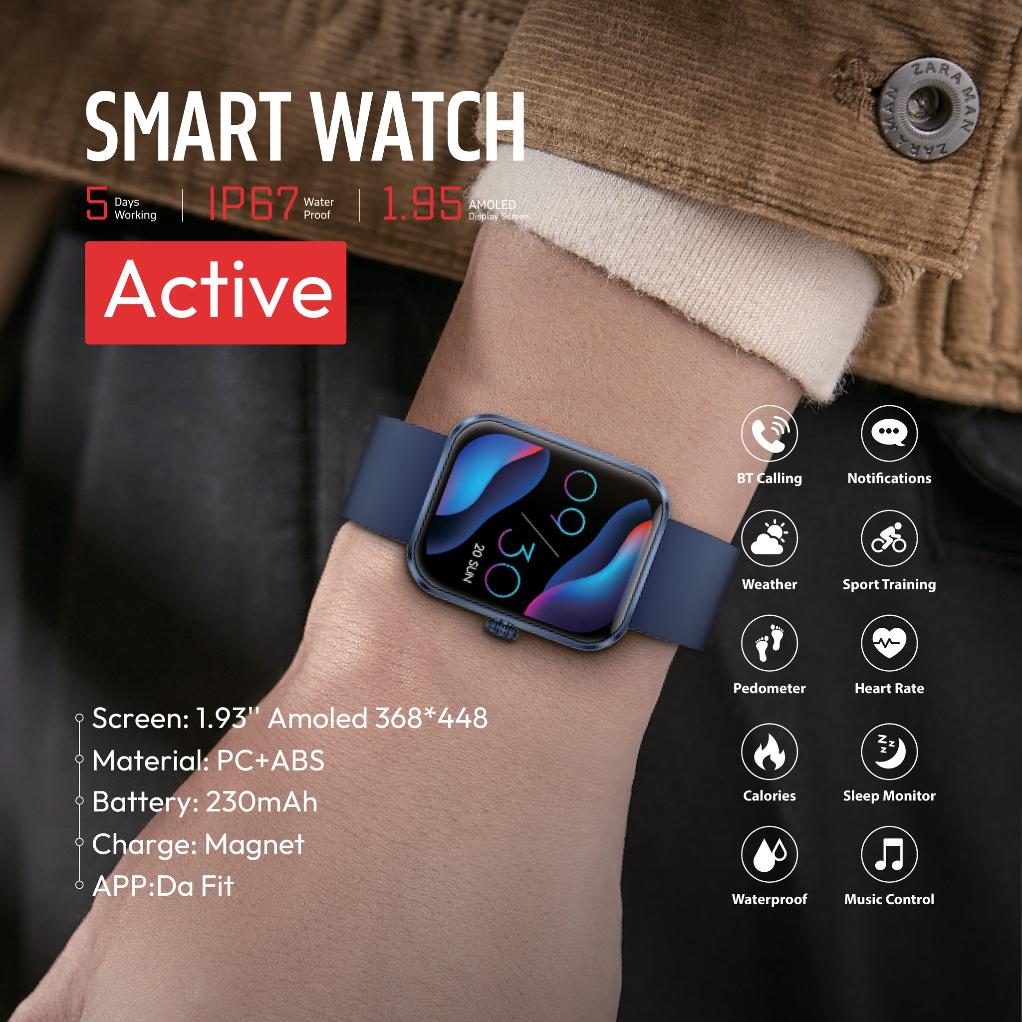 Exact Active Smart Watch | 1.93 inch Amoled | Water Resistant Exact Active Smart Watch | 1.93 inch Amoled | Water Resistant