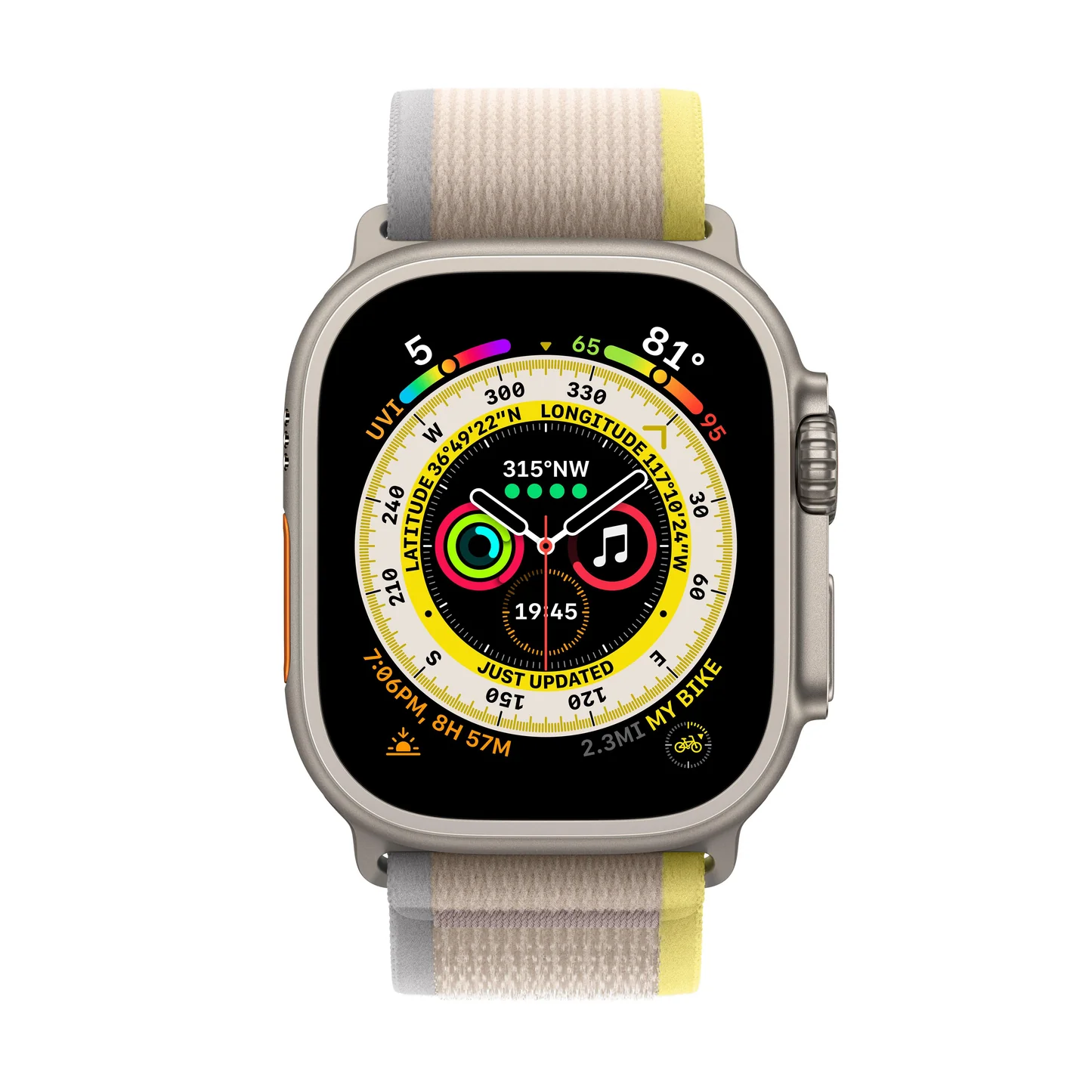 Apple Watch Ultra GPS + Cellular 49mm Gold Titanium Case with Yellow Beige Trail Loop - M/L