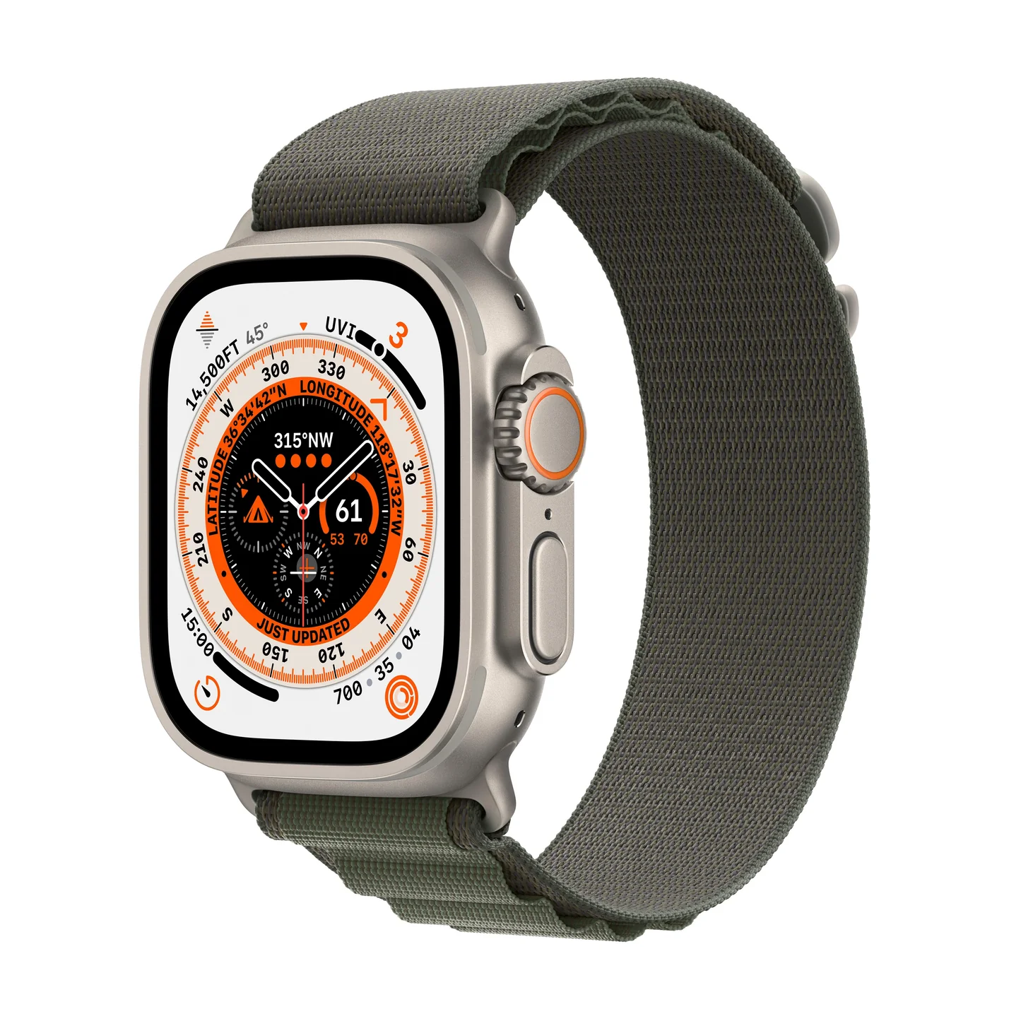 Apple Watch Ultra GPS + Cellular 49mm Titanium Case with Green Alpine Loop Apple Watch Ultra GPS + Cellular 49mm Titanium Case with Green Alpine Loop