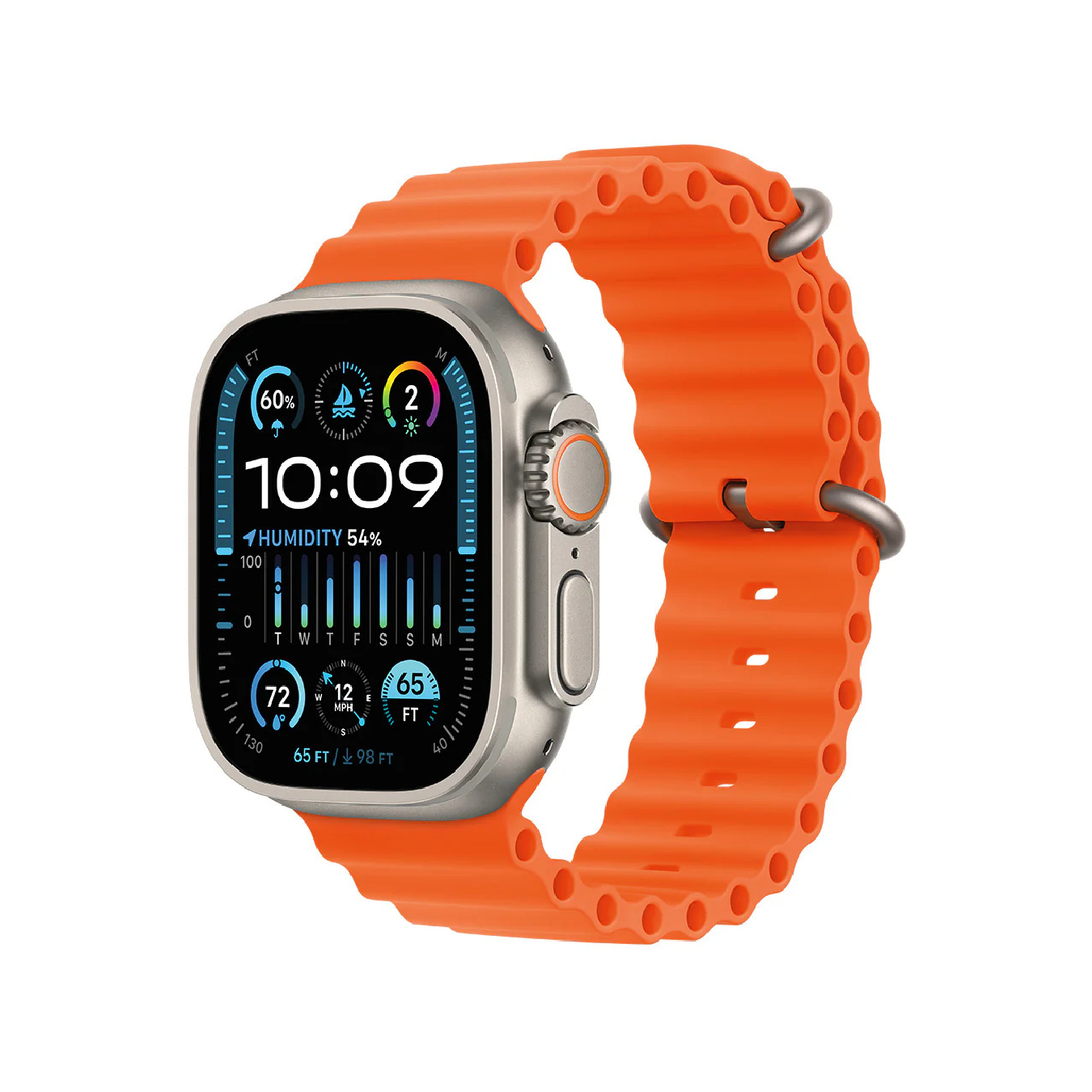 Apple Watch Ultra 2 MREH3 GPS + Cellular 49mm Titanium Case With Orange Ocean Band Apple Watch Ultra 2 MREH3 GPS + Cellular 49mm Titanium Case With Orange Ocean Band