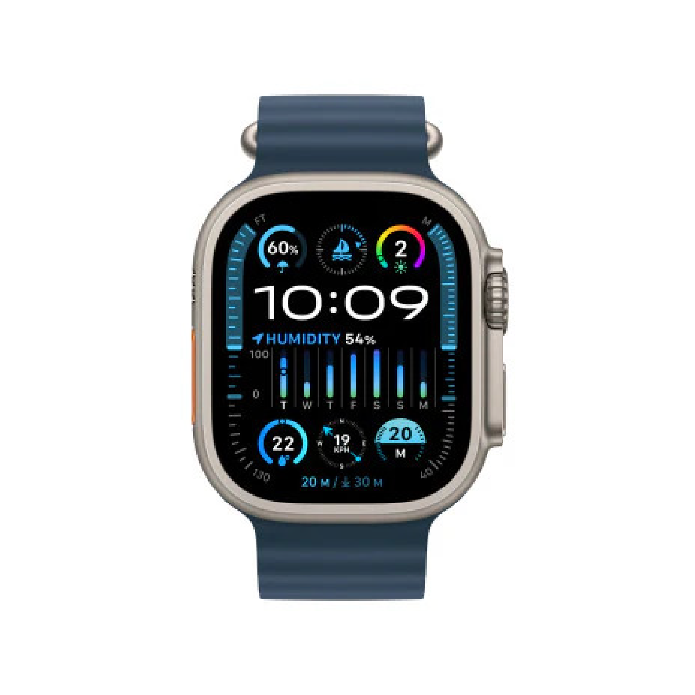 Apple Watch Ultra 2 MREG3 GPS + Cellular 49mm Titanium Case With Blue Ocean Band Apple Watch Ultra 2 MREG3 GPS + Cellular 49mm Titanium Case With Blue Ocean Band