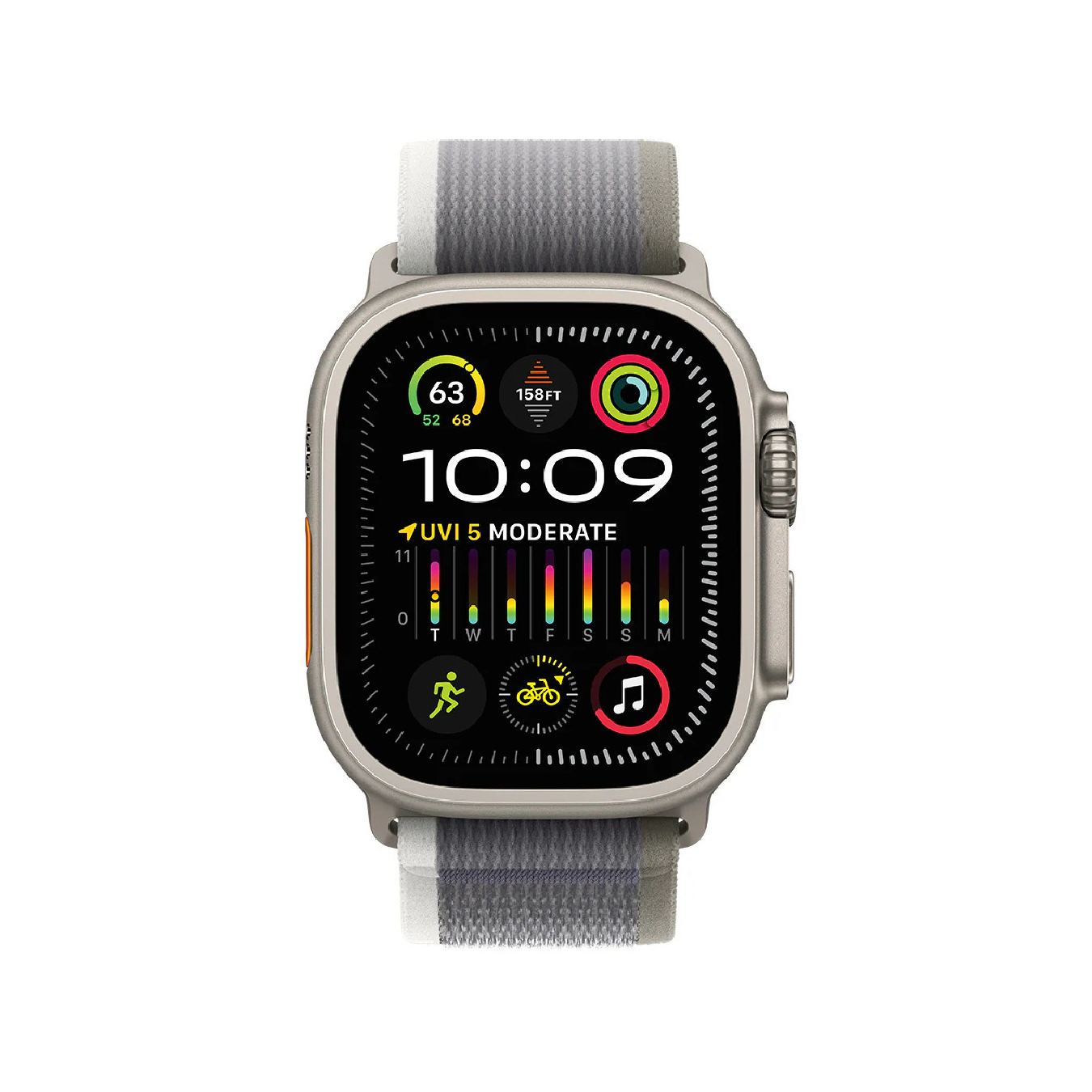 Apple Watch Ultra 2 49mm Titanium Case with Green/Gray Trail Loop 