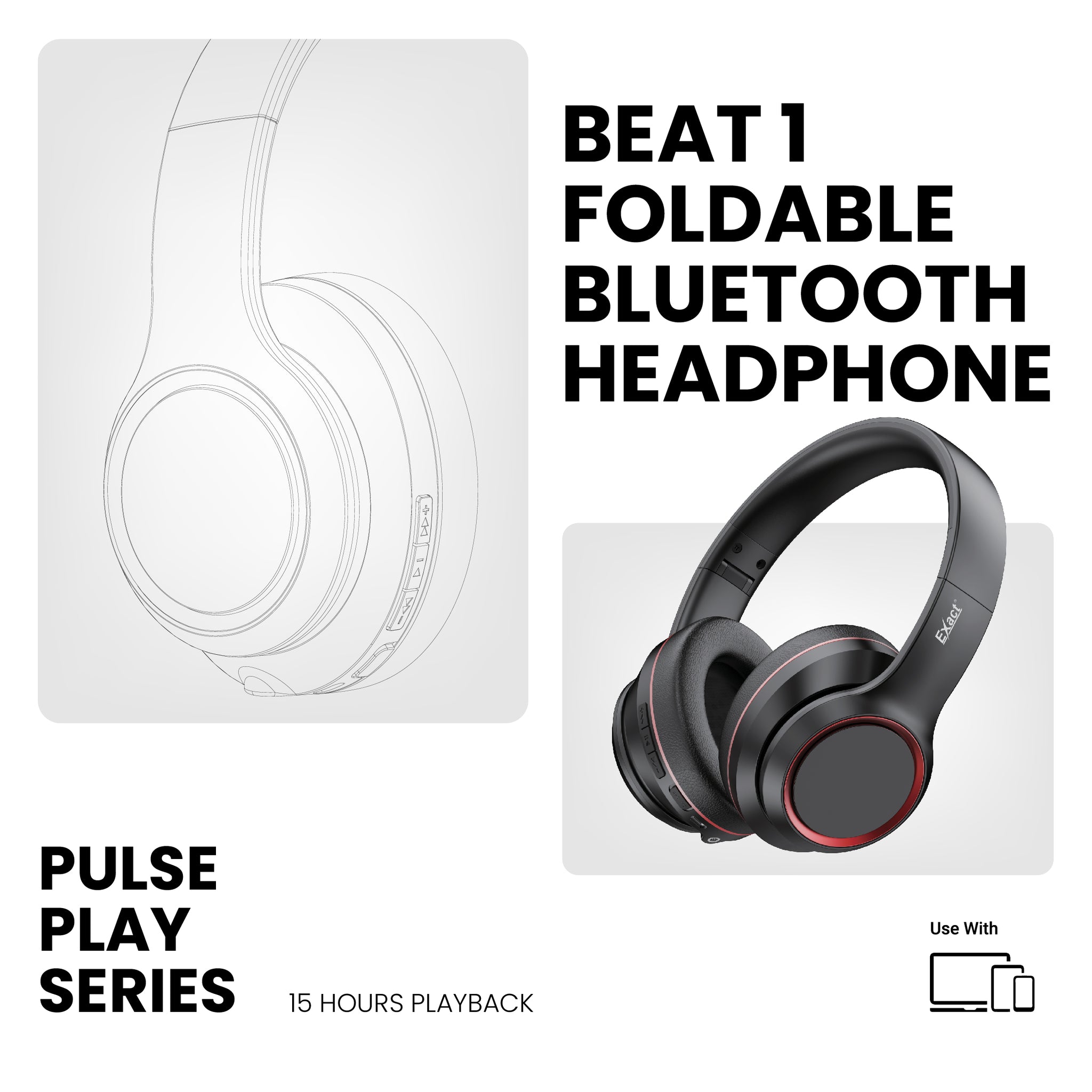 Exact Beat 1 Foldable Bluetooth Headphone Exact Beat 1 Foldable Bluetooth Headphone