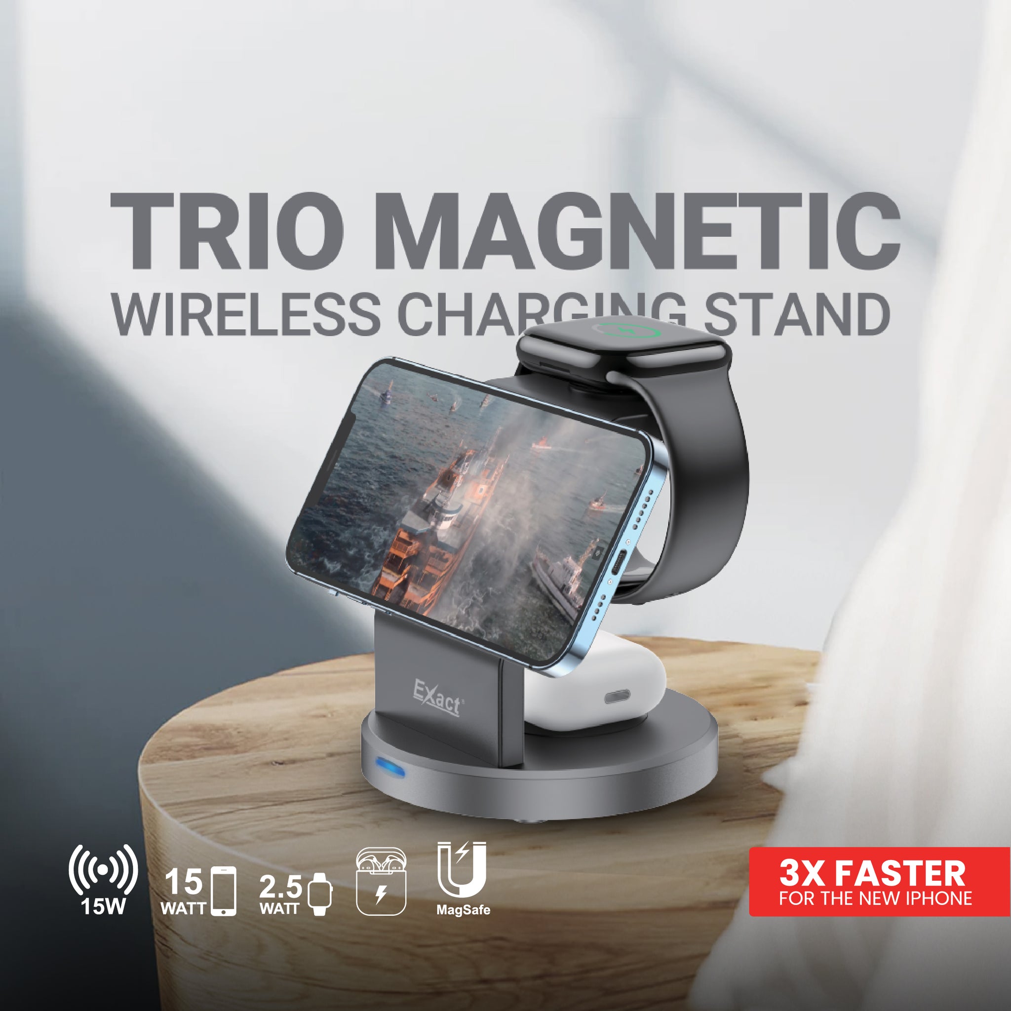 Exact Trio Magnetic Wireless Charging Stand Exact Trio Magnetic Wireless Charging Stand