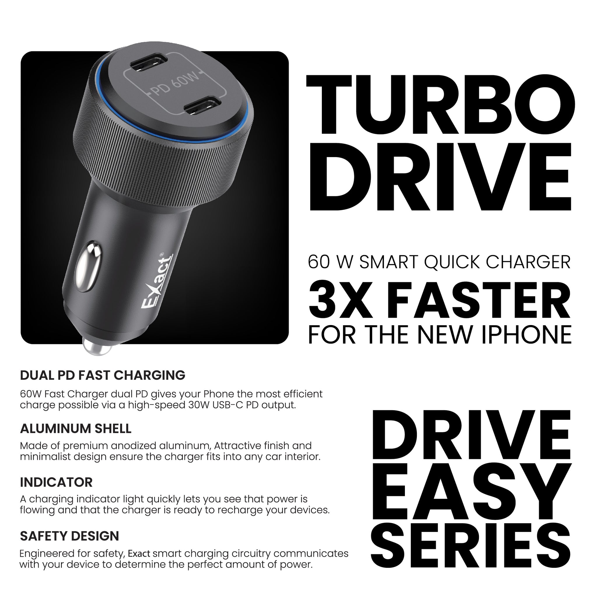 Exact Turbo Drive 60W Smart Quick Charger Exact Turbo Drive 60W Smart Quick Charger