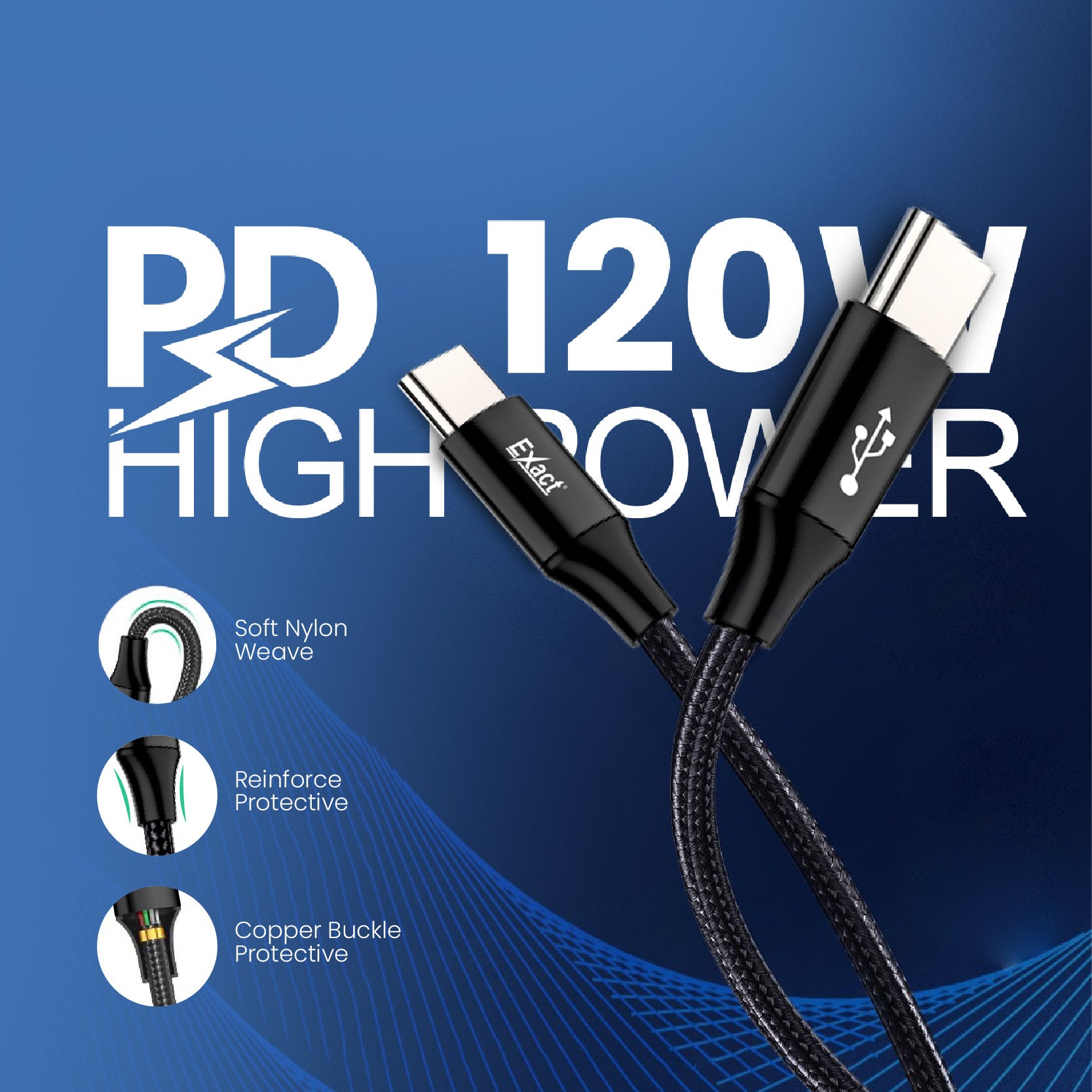 Exact Type-C to Type-C 60W Fast Charging Cable Exact Type-C to Type-C 60W Fast Charging Cable