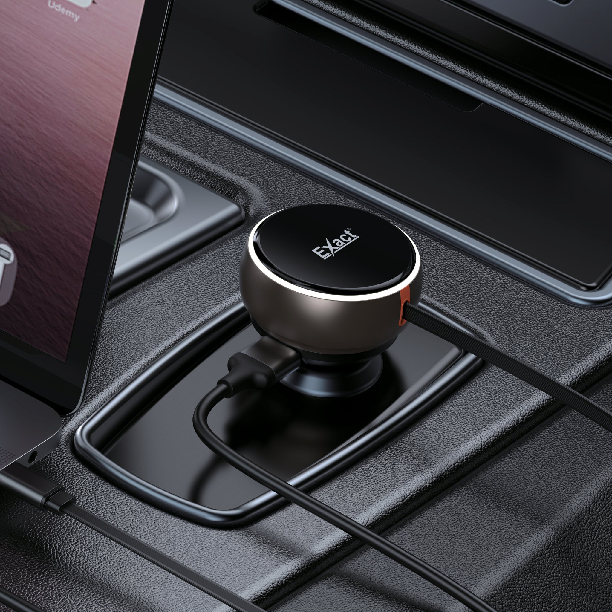 Exact 81w car charger with built-in retractable cable Exact 81w car charger with built-in retractable cable