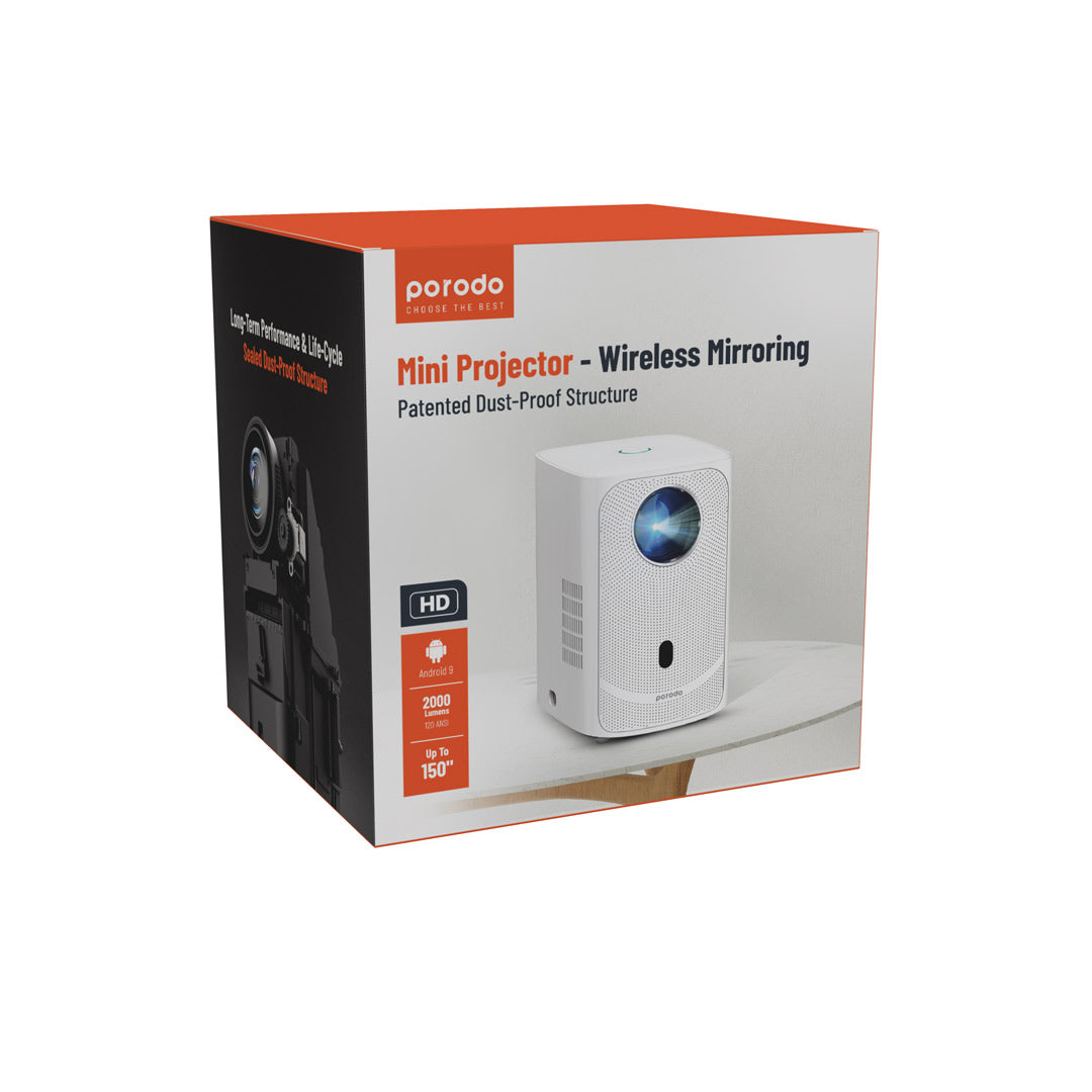 Porodo 720P Wireless Mirroring Mini Projector Porodo 720P Wireless Mirroring Mini Projector