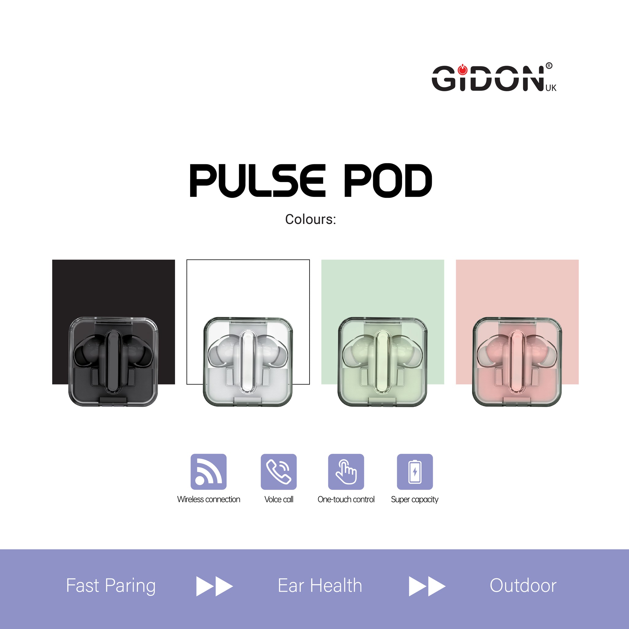 Gidon Pulse Pod Wireless Earbuds Gidon Pulse Pod Wireless Earbuds