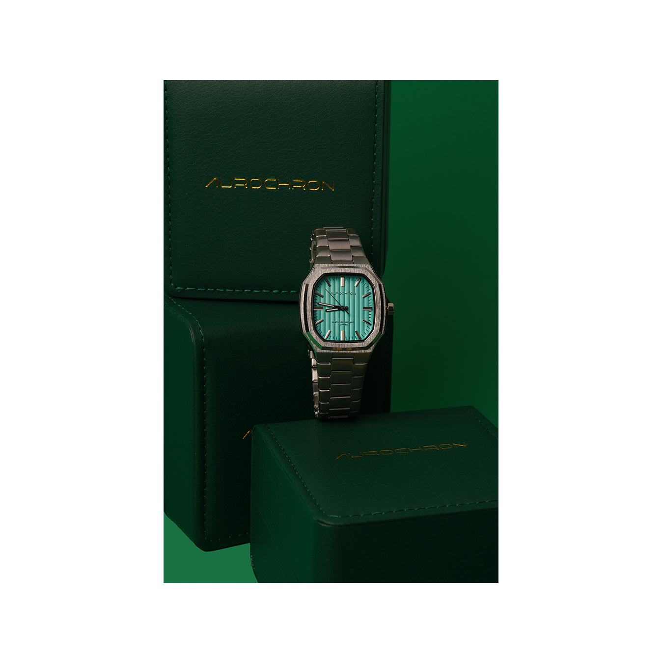 Aurochron Men's Classic Watch – Mint Green Dial – Silver Stainless Steel Bracelet – Water Resistant Quartz Aurochron Men's Classic Watch – Mint Green Dial – Silver Stainless Steel Bracelet – Water Resistant Quartz