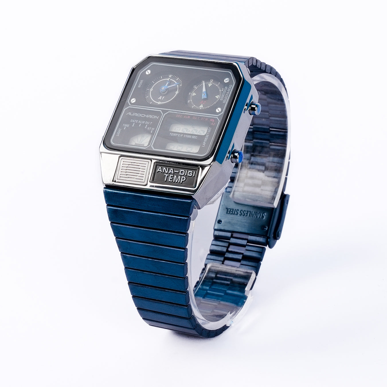 Aurochron Ana-Digi Temp Watch – Dual Display Analog Digital – Temperature Sensor – Blue Silicone Strap Aurochron Ana-Digi Temp Watch – Dual Display Analog Digital – Temperature Sensor – Blue Silicone Strap