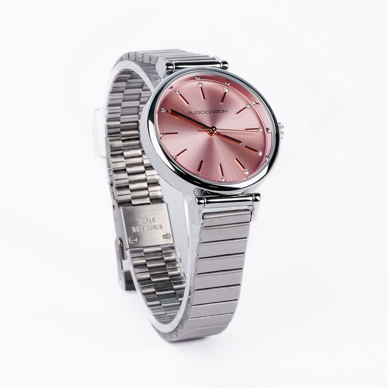 Aurochron Elegant Ladies Watch – Sunray Dial – Silver Stainless Steel Strap – Quartz Aurochron Elegant Ladies Watch – Sunray Dial – Silver Stainless Steel Strap – Quartz