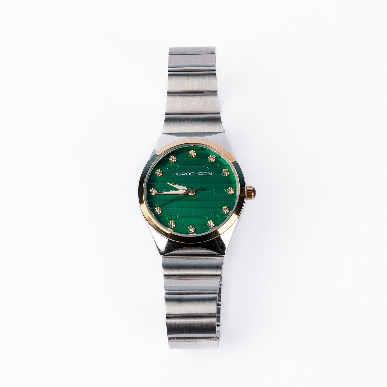 Aurochron Elegant Ladies Watch – Green Crystal Dial – Two Tone Stainless Steel Strap – Quartz Aurochron Elegant Ladies Watch – Green Crystal Dial – Two Tone Stainless Steel Strap – Quartz