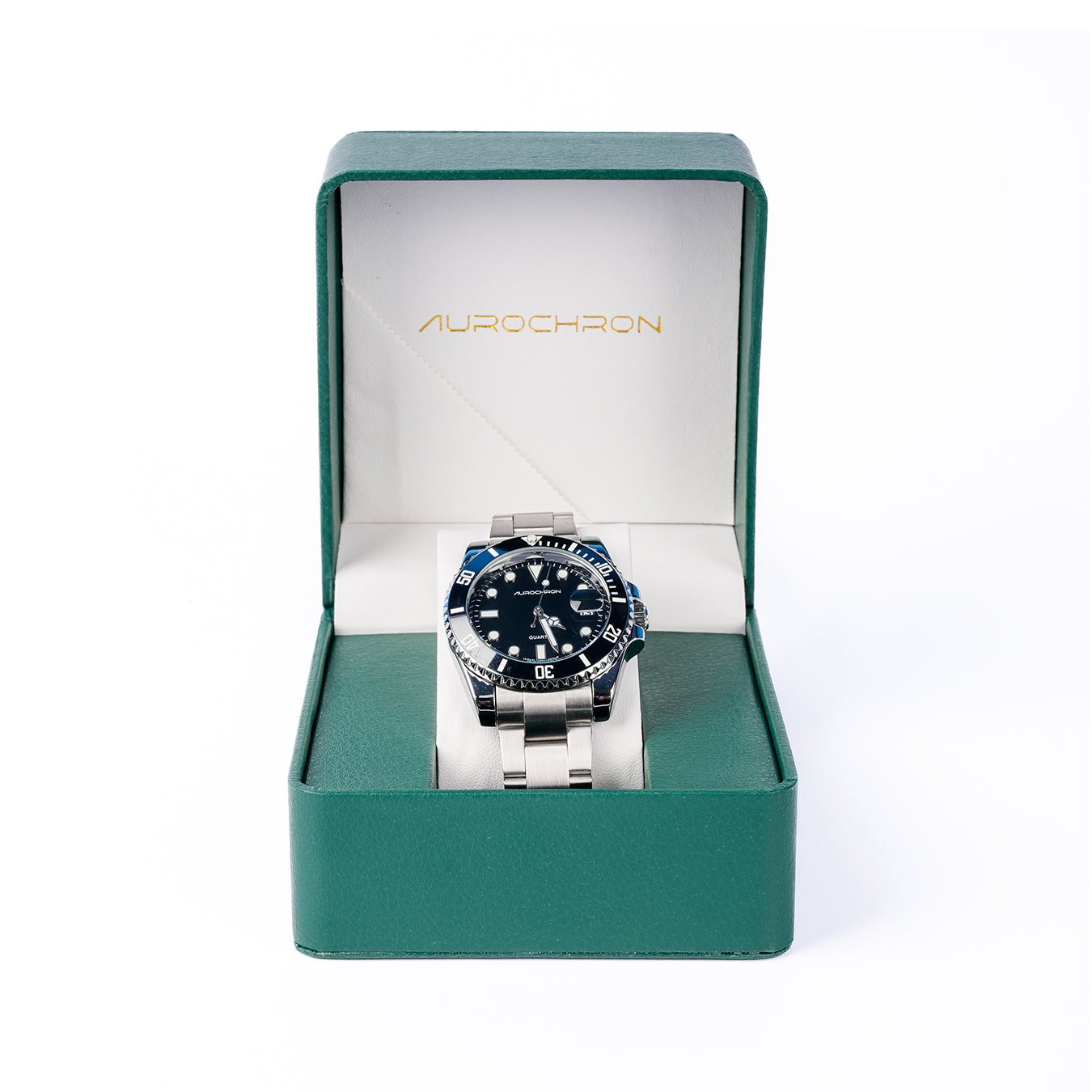 Aurochron Men's Diver Style Watch – Stainless Steel Bracelet – Date Display – Quartz Aurochron Men's Diver Style Watch – Stainless Steel Bracelet – Date Display – Quartz