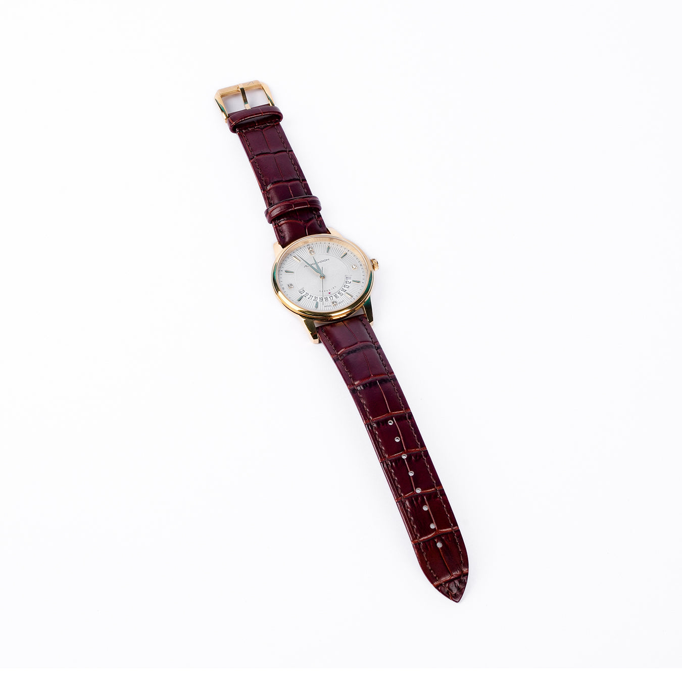 Aurochron Elegant Gents Watch – White Dial – Gold Case – Brown Leather Strap – Date Indicator – Sapphire Quartz Aurochron Elegant Gents Watch – White Dial – Gold Case – Brown Leather Strap – Date Indicator – Sapphire Quartz