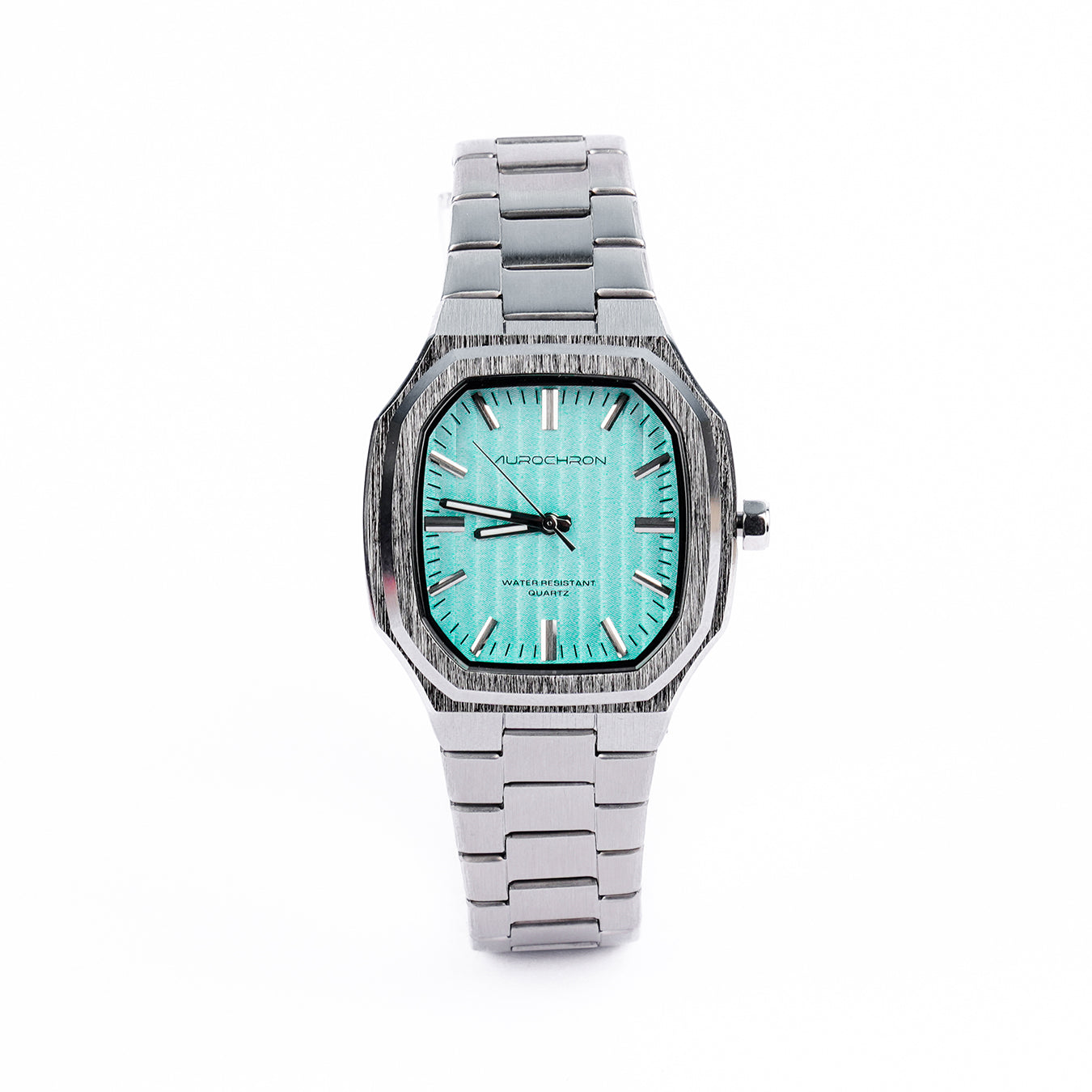 Aurochron Men's Classic Watch – Mint Green Dial – Silver Stainless Steel Bracelet – Water Resistant Quartz Aurochron Men's Classic Watch – Mint Green Dial – Silver Stainless Steel Bracelet – Water Resistant Quartz