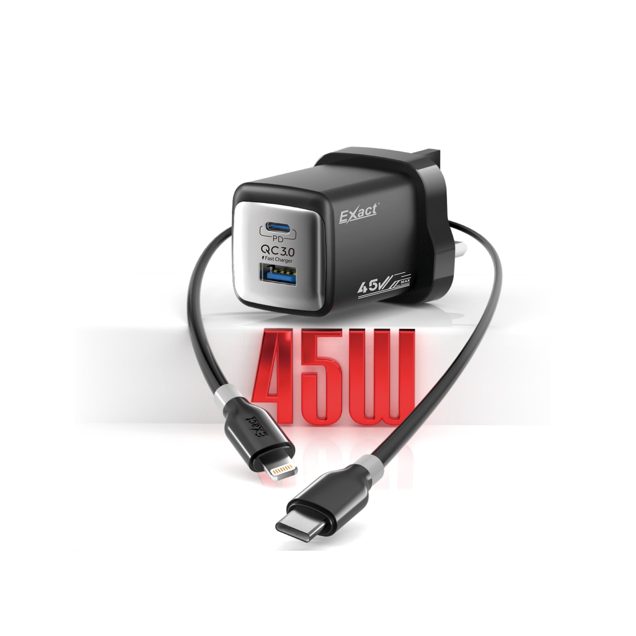 Exact 45W Adapter with Type-C to Lightning Cable Exact 45W Adapter with Type-C to Lightning Cable