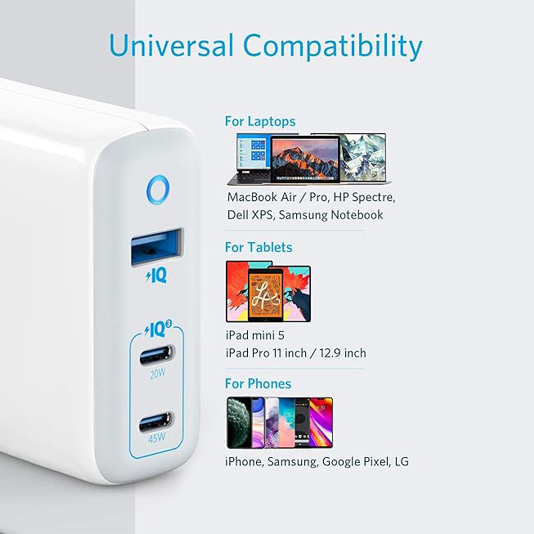 White Anker PowerPort III 3-Port 65W（PD対応 3ポート USB-C 急速充電器）【PSE認 Anker PowerPort III Duo Review (2 Port USB-C PD, 36W Total