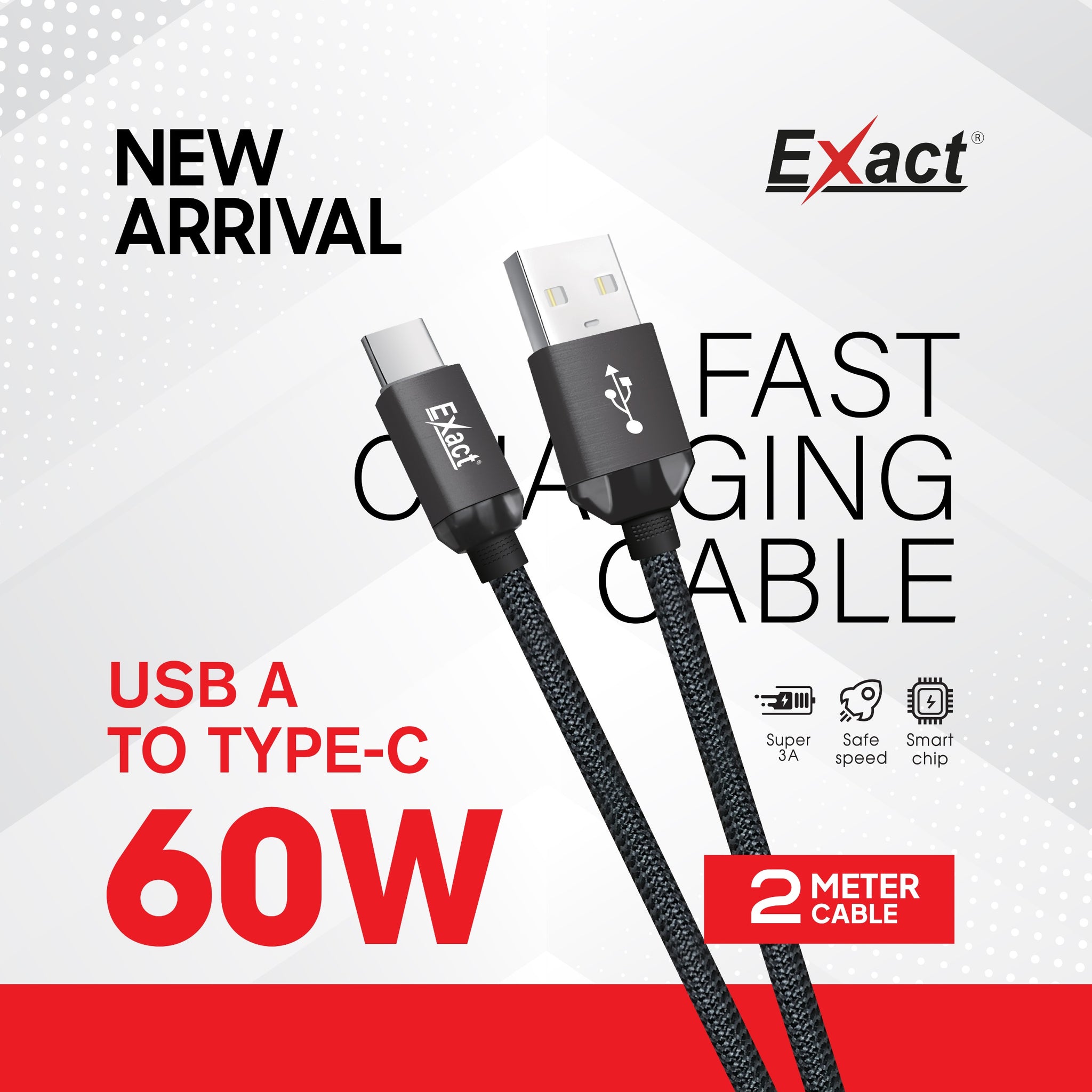 Exact USB-A to Type-C Braided Cable 2M Exact USB-A to Type-C Braided Cable 2M