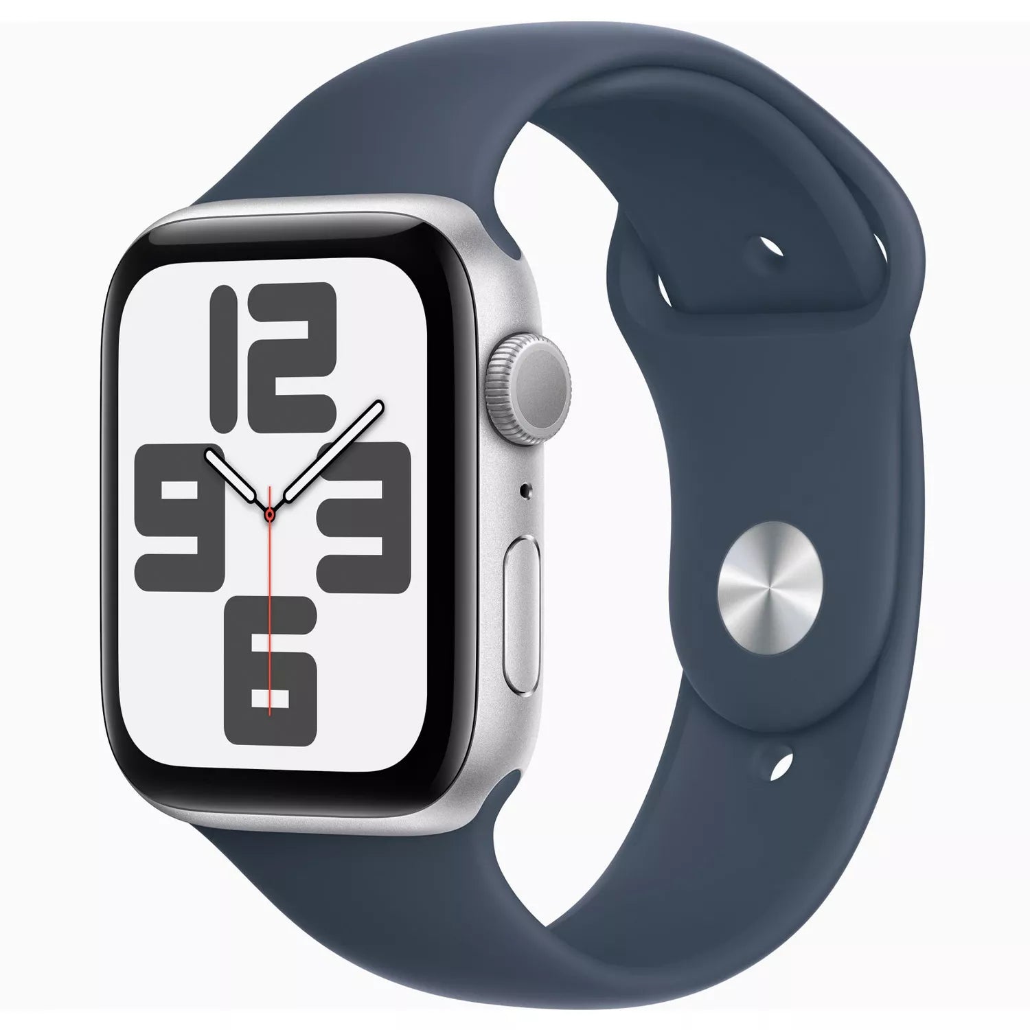 Apple Watch SE (2023) GPS 44mm MREC3 Silver Aluminium Case, Storm Blue Sport Band – S/M