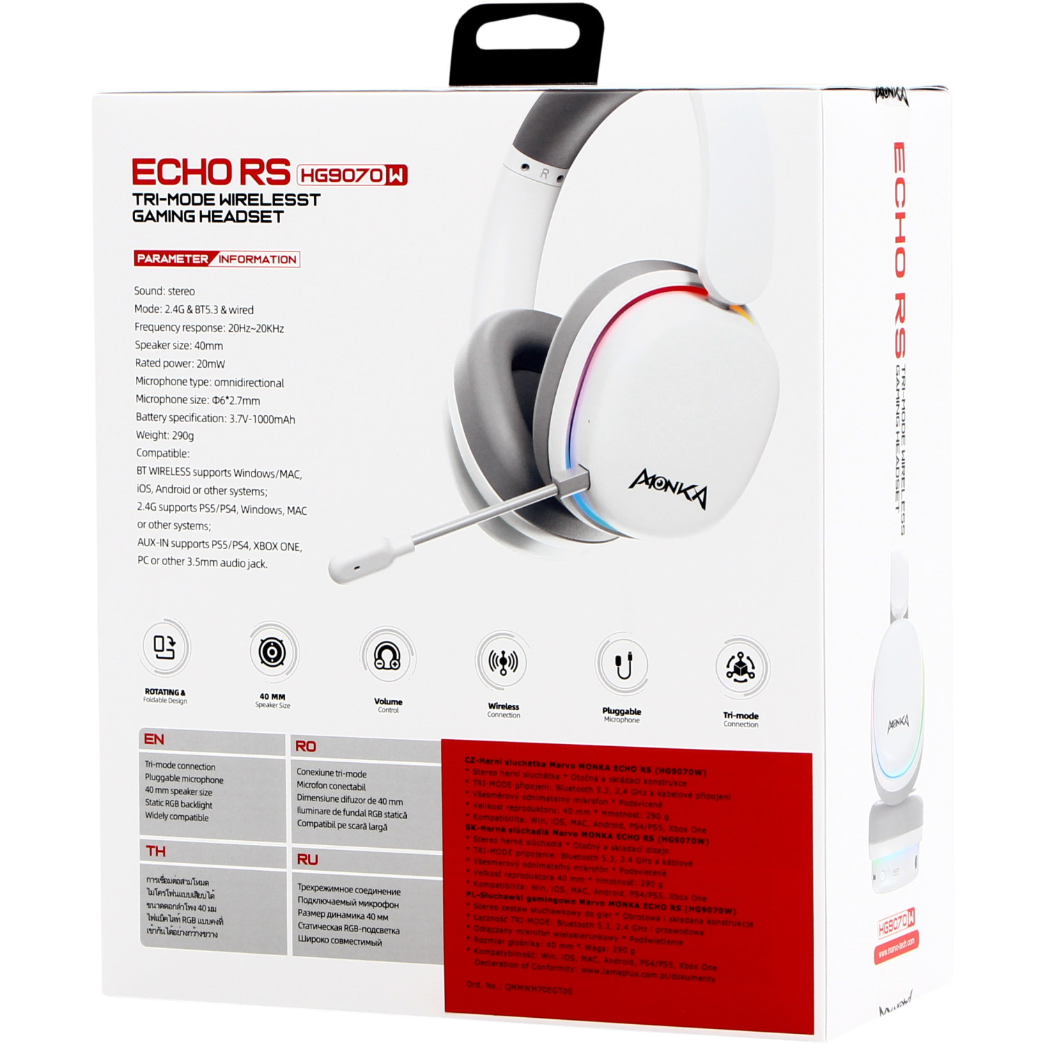 Monka Echo RS Wireless Stereo Gaming Headset HG9070 Monka Echo RS Wireless Stereo Gaming Headset HG9070